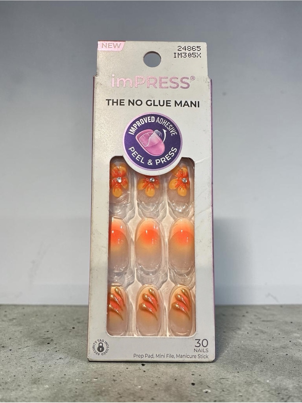 imPRESS Orange Floral Ombre No Glue Press-On Nails Sea Bloom